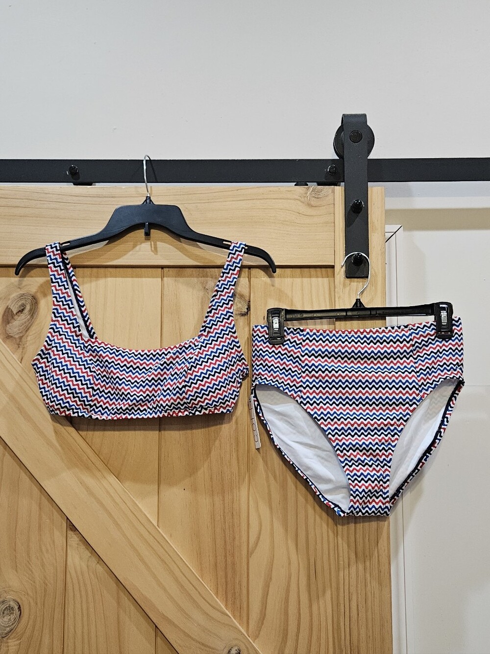 NWT | Cole Of California Red White Blue & Black Zig Zag Bikini Set | Medium